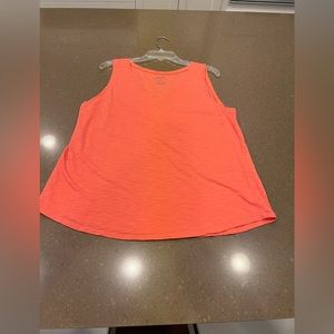 EUC Chico’s The Ultimate Tee salmon v-neck tank top.